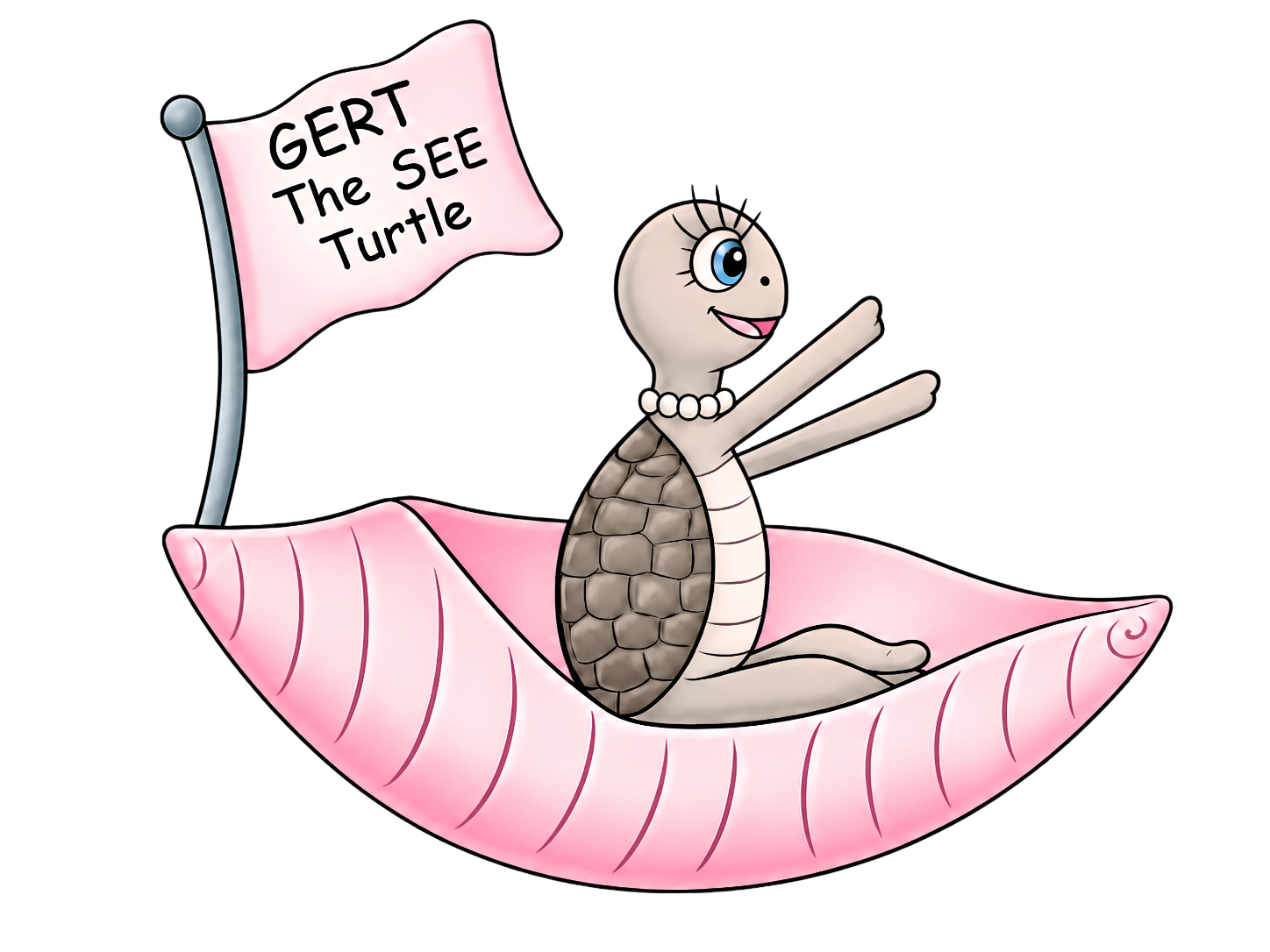 Gert in her conch shell sailboat